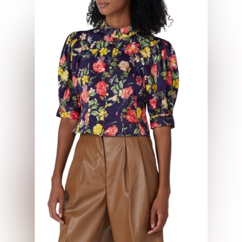 Marissa Webb Puff Sleeve Floral Crop Top size 6 $219